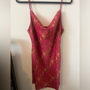 Pink and brown mini dress